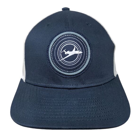 Aircraft Silhouette Patch Snapback Trucker Hat Blue OSFM Gulfstream Mesh Back - Picture 1 of 8